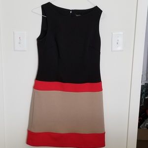 Laundry by Shelli Segal black/tan/red midi dress